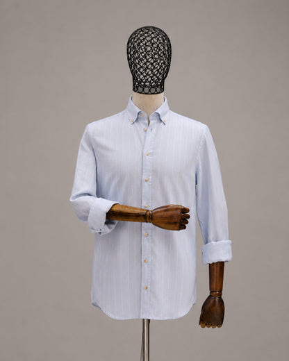 DRN GMLK 6433 KETEN - TENCEL ÇİZGİLİ GÖMLEK