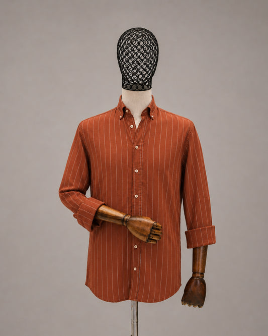 DRN GMLK 6433 KETEN - TENCEL ÇİZGİLİ GÖMLEK