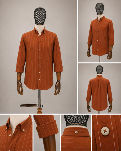 DRN GMLK 6433 KETEN - TENCEL ÇİZGİLİ GÖMLEK