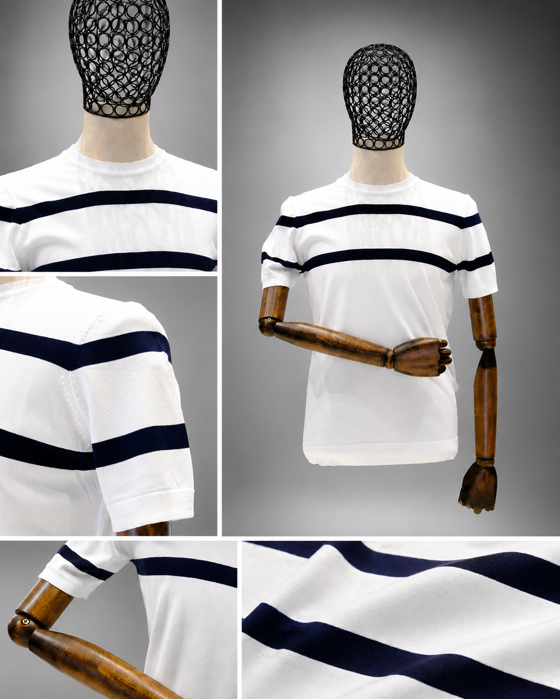 DRN TSHRT 32513 YATAY ÇİZGİ DETAYLI BİSİKLET YAKA